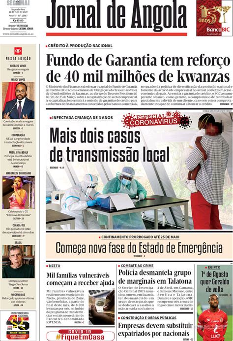 Capa Jornal De Angola De 2020 05 11