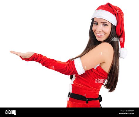 Isolated Young Christmas Girl Holding Palm Stock Photo Alamy