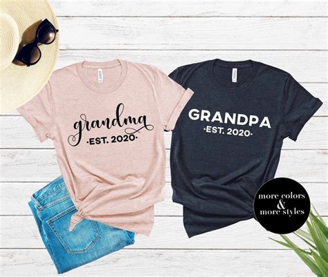 Cute Grandma And Grandpa Matching Shirts Grandmother T Etsy Gender Reveal Shirts Grandma
