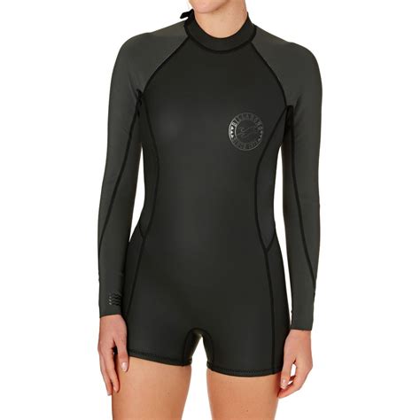 billabong womens surf capsule spring fever 2mm 2017 back zip long sleeve shorty wetsuit black