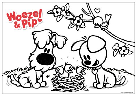 1122 x 824 png pixel. Woezel & Pip - Kleurplaat Lente | Kleurplaten, Knutselen voor kinderen, Knutselen met peuters