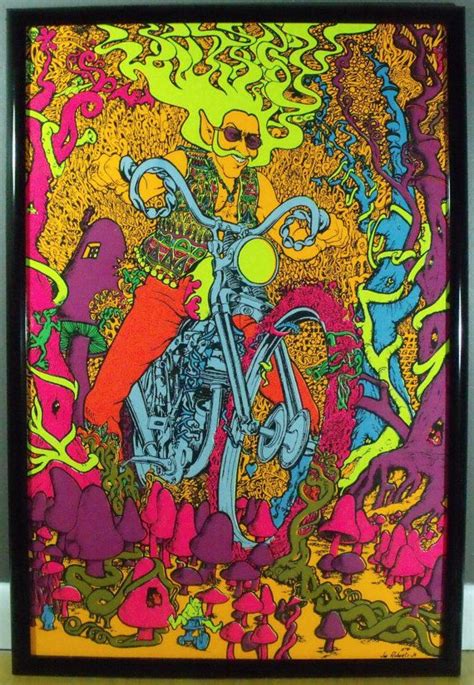 Vintage Original Blacklight Poster 1970 Captain America Psychedelic