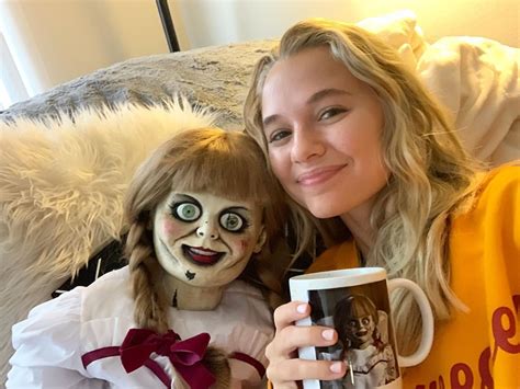 Madison Iseman Having An Expresso With The Annabelle Doll