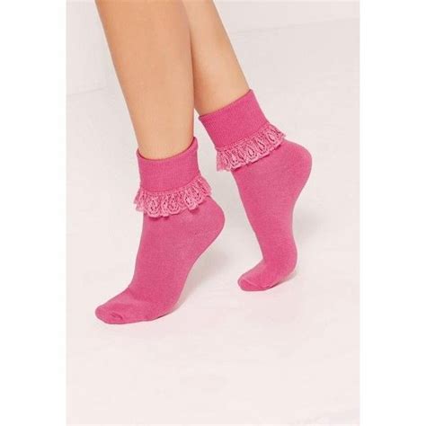 Missguided Frill Ankle Socks 6 Liked On Polyvore Featuring Intimates Hosiery Socks Pink