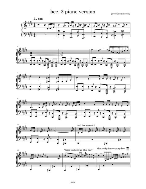 Bee 2 Piano Version Groovydominoes52 Sheet Music For Piano Solo