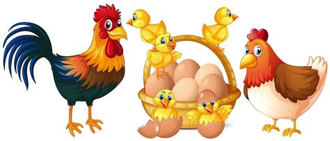 Log in or sign up to view. Hühner und kleine Küken mit Eierkorb - Download Kostenlos ...