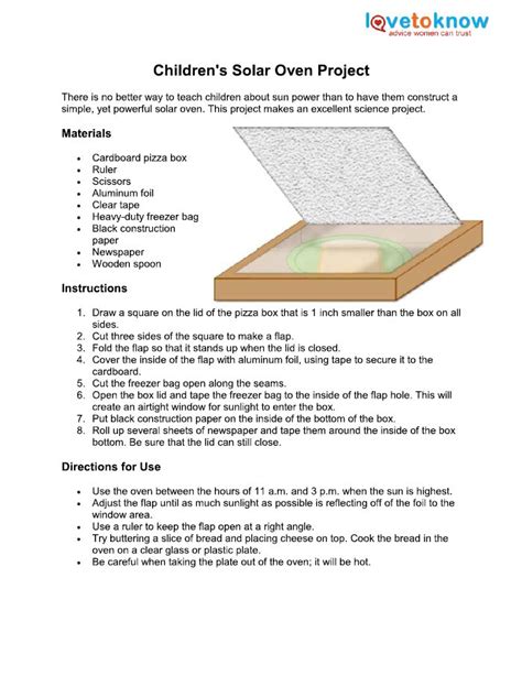 Childrens Solar Oven Project Instructions Solar Oven Science For