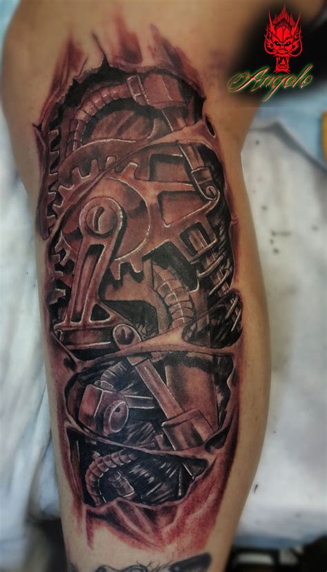 Mechanical Tattoo Done By Angelo Rising Dragon Tattoo Fourways