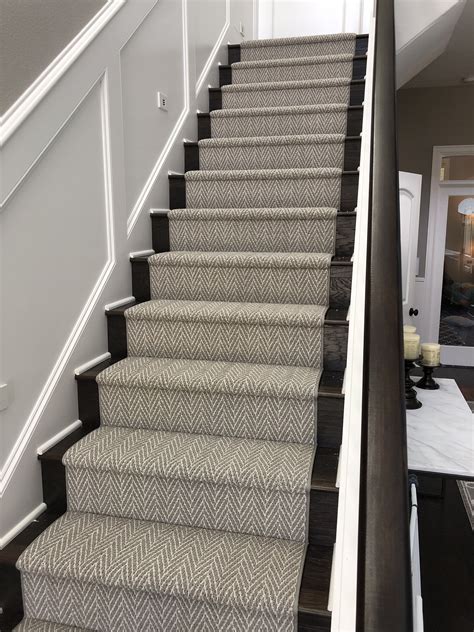 Herringbone Carpet Stair Runner Gorgeous Patterned Medium Tone