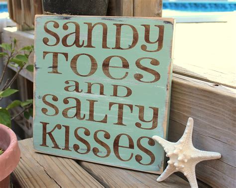 Beach Sign Sandy Toes Salty Kisses Coastal Beach By Justbeachyshop