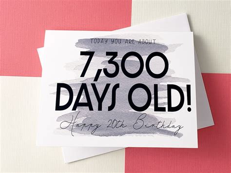 Funny 20th Birthday Card Today You Are 7300 Days Old Blank Etsy