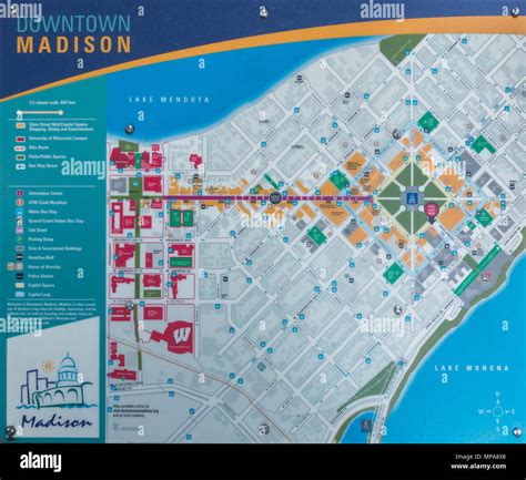 Downtown Madison Wisconsin Map Stock Photo Alamy