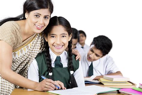 Indian High School Student Girl With Teacher Teaching Helping Support