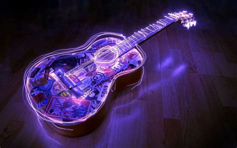 Purple Guitar Light Painting Photography Light Painting Guitar Art