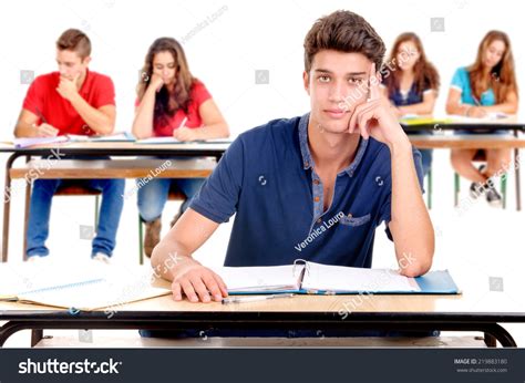 Teenage Boy Reading Books Isolated White 스톡 사진 219883180 Shutterstock