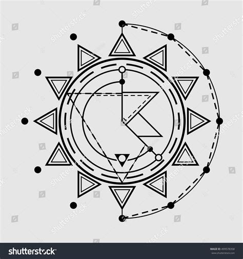 Geometric Sun Tattoo Design Stock Vector Royalty Free 499578358