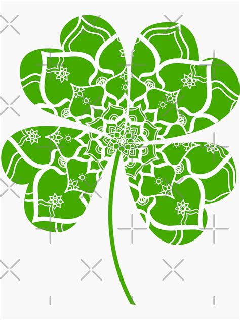 Lucky Mandala Four Leaf Clover Sticker For Sale By Rumdesigns