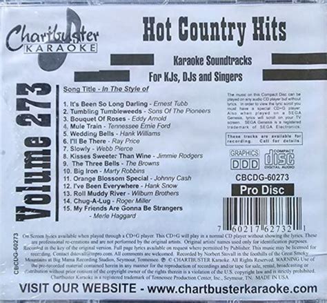 273 hot country hits chartbuster karaoke cdg ebay