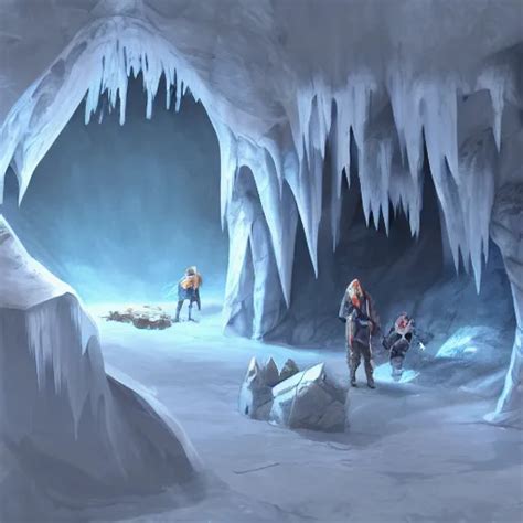 Concept Art Of A Cave Completely Covered In Ice With Stable Diffusion