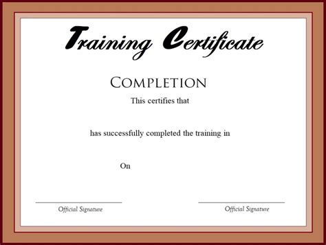 Training Certificate Template Free Word Templates