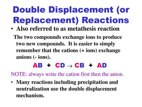 Ppt Double Displacement Or Replacement Reactions Powerpoint