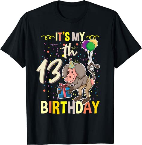 Its My 13th Birthday Baboon T Shirt Clothing Shoes And Jewelry