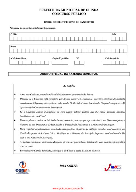 Pdf Prefeitura Municipal De Olinda Concurso PÚblico Dados De