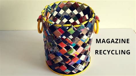 How To Make A Magazine Basketpaper Woven Basketmagazine Recycling