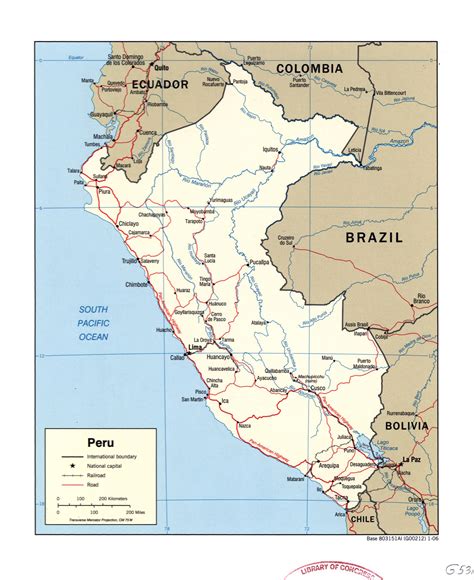 Grande Detallado Mapa Político De Perú Con Marcas De Carreteras
