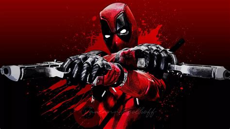 Deadpool With Guns In Black Red Background Hd Deadpool Wallpapers Hd