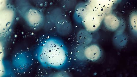 Water Drops Glass Blurred Bokeh Blue Water On Glass Hd Wallpapers
