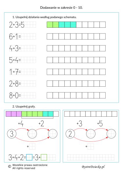 Jest to strona z testami matematycznymi, gdzie szybko i w prosty sposób można nauczyć się matematyki. Dodawanie w zakresie 10 - karty pracy dla dzieci - | Maths puzzles, Math for kids, Preschool ...