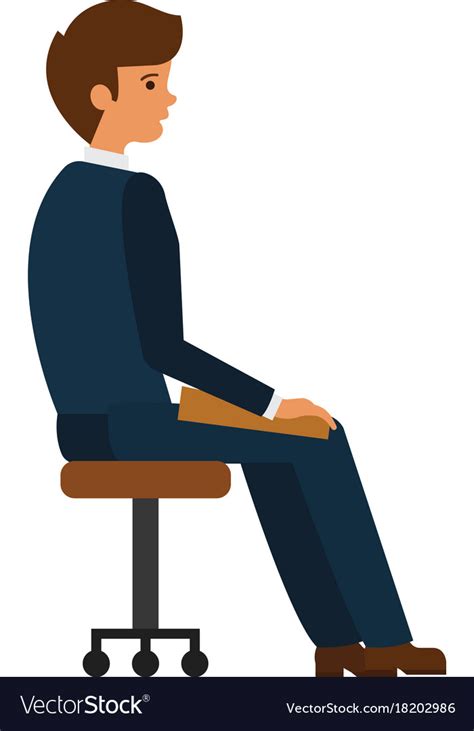 Man Sitting At Office Chair Cartoon Flat Vector Image