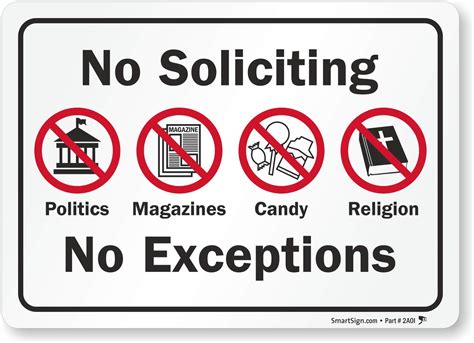 Smartsign No Soliciting No Exceptions Label 5 X 7 Laminated