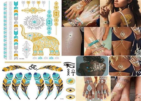 metallic gold body tattoo gold silver foil temporary tattoo sticker china tattoo sticker and