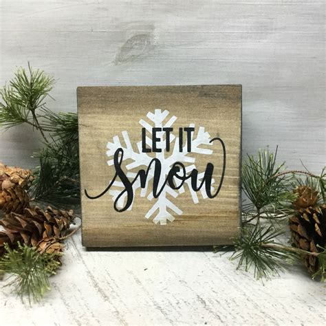 Let It Snow Small Wood Sign Winter Decor Woodticks Woodn Signs