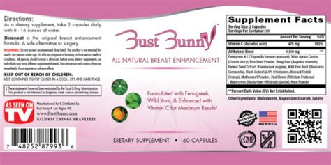 Bust Bunny Natural Breast Enhancement Pills With Vitamin C 3 Month Supply For Sale Online Ebay