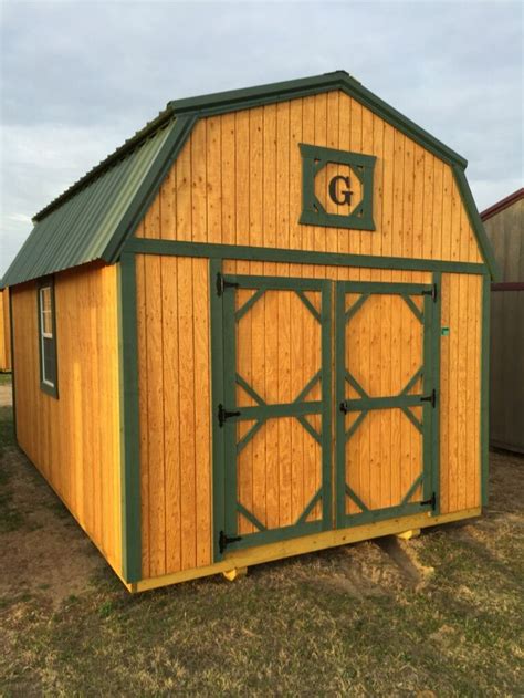10x16 Lofted Barn Green Metal Roof With Matching Trim Douglas Fir