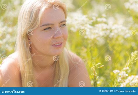 Cute Blonde Girl With Fresh Skin Outdoor Portrait Stock Image Image