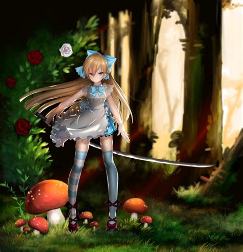 Safebooru 1girl Alice Wonderland Alice In Wonderland Arm At Side
