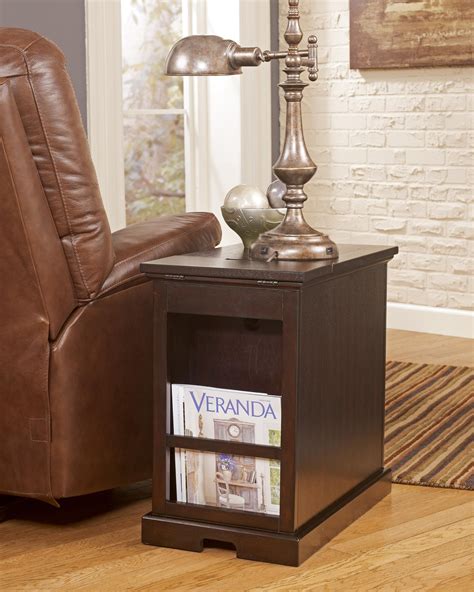 Laflorn Chairside End Table With Power Outlets And Pull Out Shelf Chair