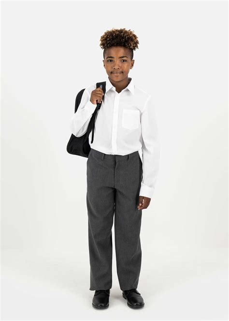 Boys Regular Grey School Trousers 2 Pack Za