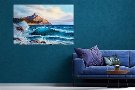 Seascape Art Print Landscape Wall Mural Beach Ocean Waves Etsy