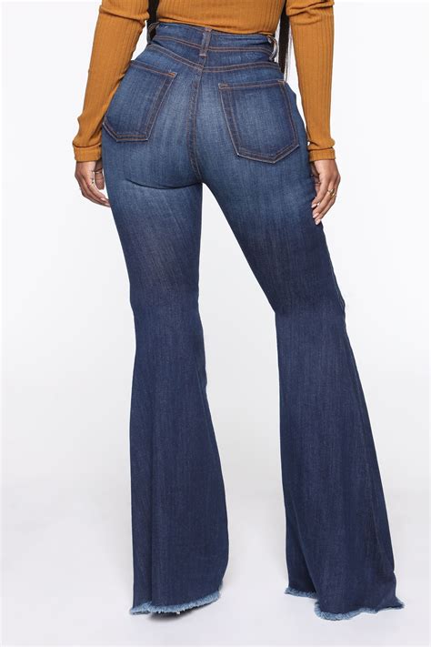 Stacked For Days Bell Bottom Jeans Dark Denim Fashion Nova