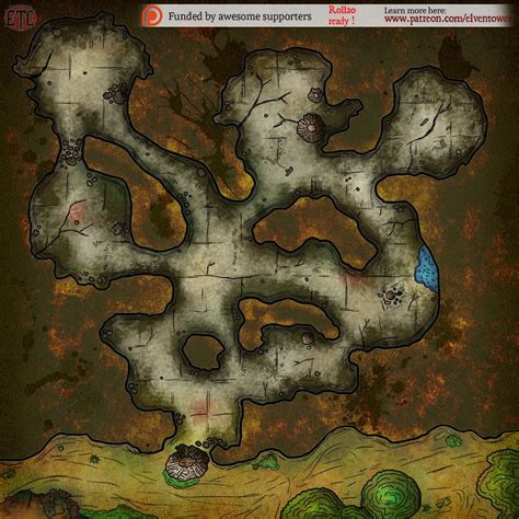 Map 89 Undiscovered Cave Elven Tower Fairytale Fantasy Fantasy Map