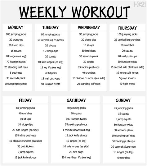 5 day workout plan for beginners. Pin by caro pero on Totally Fit | Weekly workout, Weekly ...