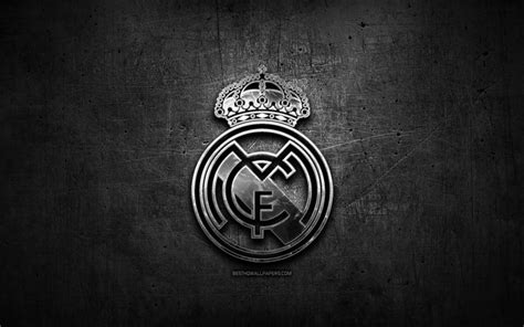 Download Wallpapers Real Madrid Cf Silver Logo Laliga