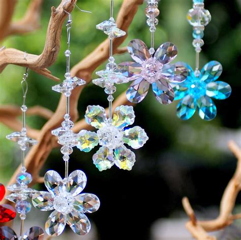 Hanging Crystal Iridescent Flower Crystalize Home