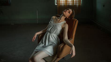 Women Georgy Chernyadyev Sitting Model Skinny Brunette Olya
