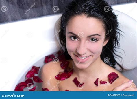 Woman Takes Bath Stock Photo Image Of Bathroom Beautiful 34680568